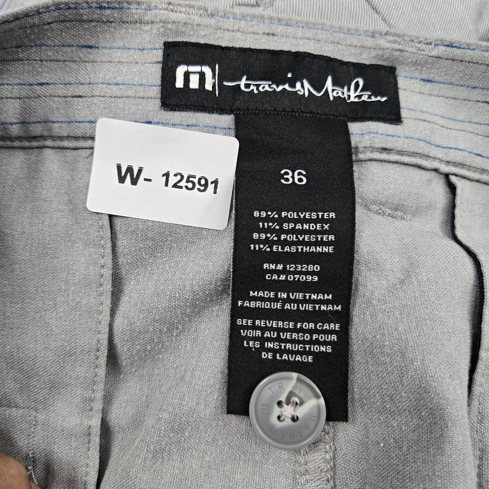 Travis‎ Mathew Men Shorts 36 Gray Striped Chino Casual 8" Inseam Logo Stretch - Picture 2 of 10
